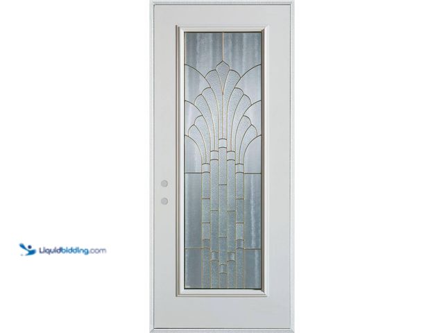 Lot 49-5437165 - Stanley Doors 36 in. x 80 in. Art Deco Full Lite Painted White Right-Hand Inswing Steel Prehung Fron...
