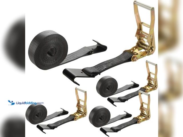 Lot 49-5488332 - 4 Pack 2 Inch Ratchet Straps Heavy Duty 20ft Tie Down Straps Ratchet Flat Hook, 10000 LBS Break Stre...