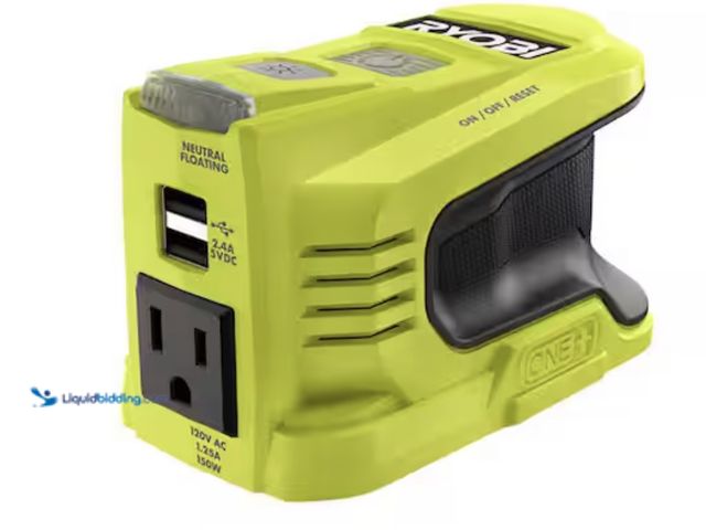 Lot 49-1807082 - Ryobi / 18 volt One + / 150 watts
Power inverter / takes 18 volt Ryobi batteries
Brand New