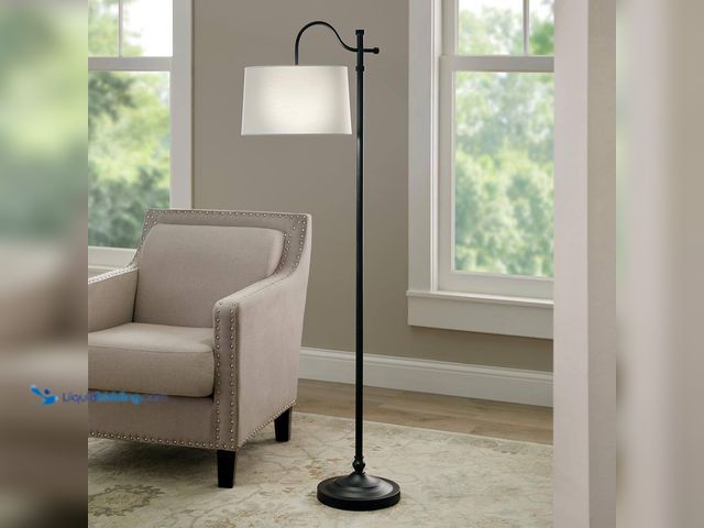 Lot 49-3639287 - Hampton Bay Carver 58 in. Black Downbridge Floor Lamp, Model: 24123-000, Slightly Used, Unable to Te...