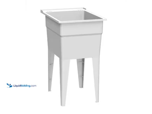 Lot 49-2006263 - RUGGED TUB 18 in. x 24 in. White Freestanding Utility/Laundry Sink, Model # N52W-1, Unused, Has atta...