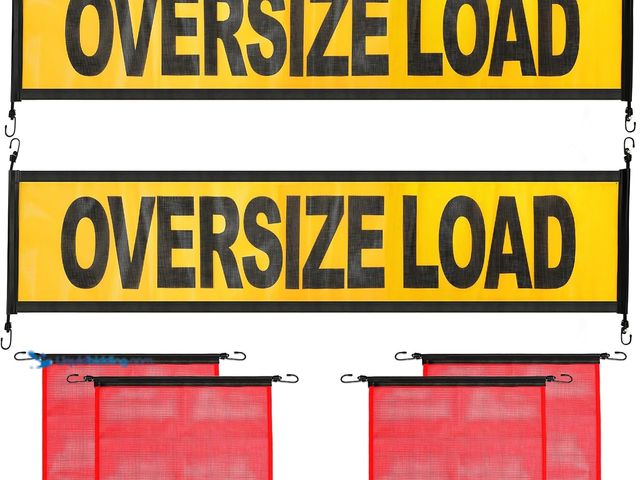 Lot 49-3511660 - Oversize Load Signs for Trucks 2 Pack Oversized Loaded Banner ,4 Red Flag Warning with Bungee Hook P...
