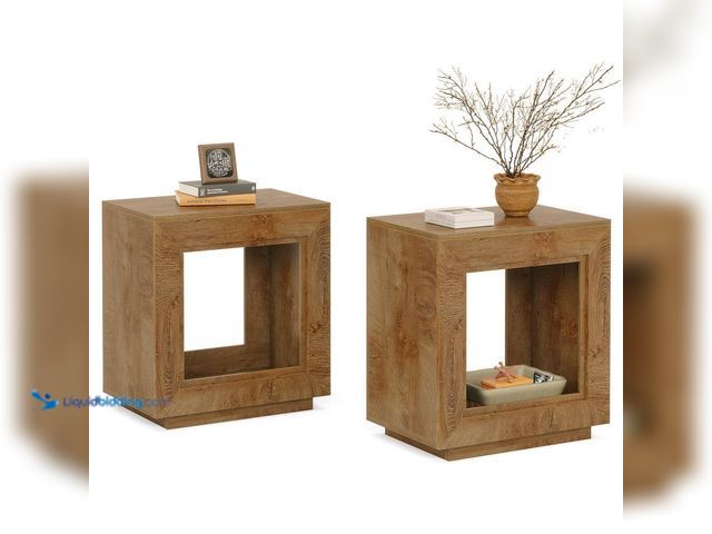 Lot 49-5487240 - BYBLIGHT
Kerlin 2-Piece 23.62 in. Brown Grain Rectangular Wood End Table, Farmhouse 2-Tiered Side T...