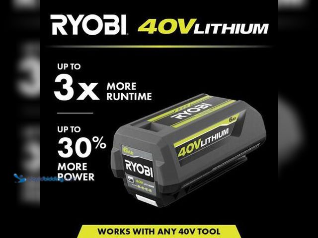 Lot 49-5554135 - RYOBI 40V Lithium-Ion 6.0 Ah High Capacity Battery Model # OP4060A1 Unused Works/Powers On