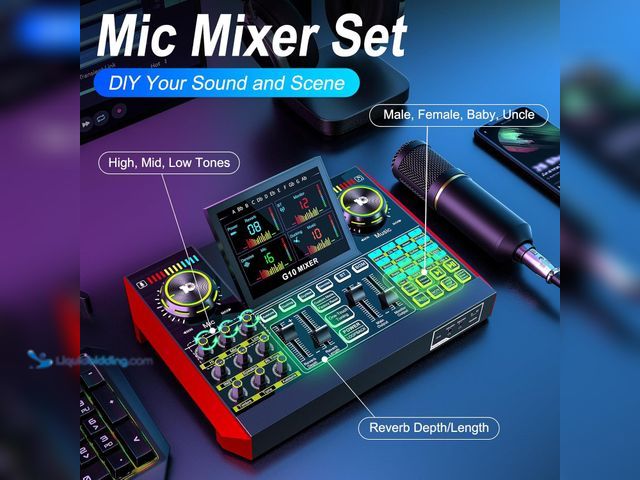Lot 49-3539317 - Podcast Microphone Bundle with Live Sound Card Audio Mixer, Podcast Equipment Bundle with 3.5mm BM80...