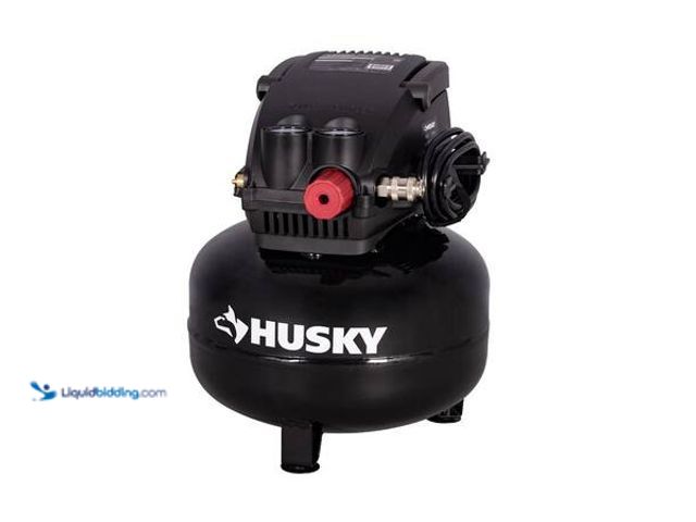 Lot 49-5554191 - Husky 3 Gal. 120 PSI Portable Electric Oil-Free Light Duty Pancake Air Compressor with Fold Down Han...