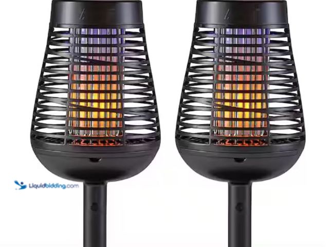 Lot 49-2020529 - PIC Solar Bug Zapper Torch with Flaming LED (2-Pack), Model # 2PK-DFST,. MSRP: $59.97. Used, Has att...