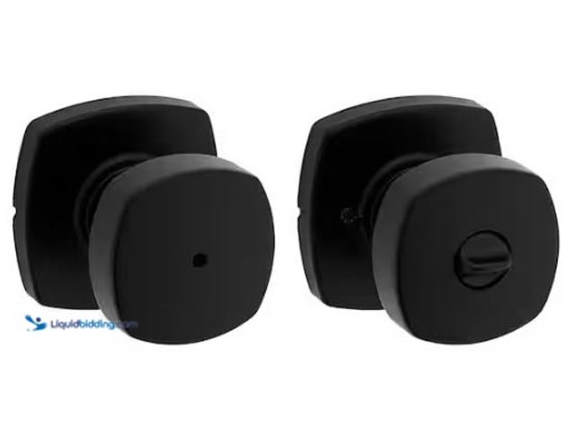 Lot 49-1573190 - Lot of (6), (2) Kwikset Arroyo Matte Black Bed/Bath Knob with Soft Modern Rose, Model # 730AYK MDT 5...