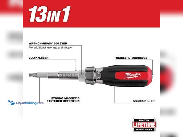 Lot 49-5554253 - Milwaukee 13-in-1 Magnetic Multi-Bit Screwdriver Model # 48-22-2917 Unused