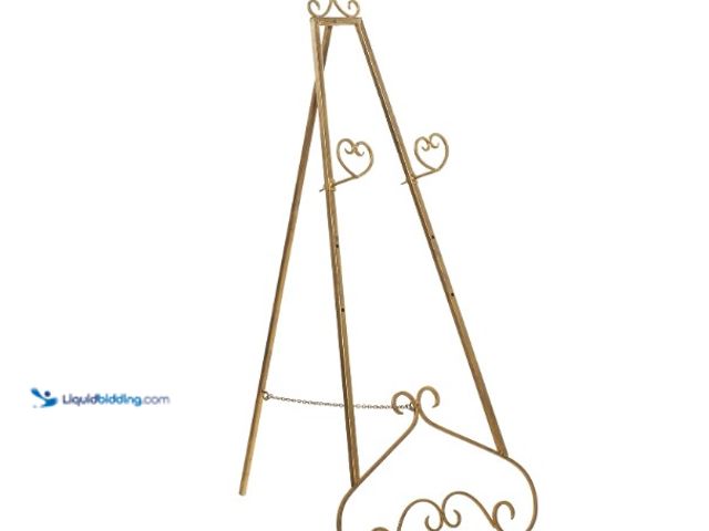 Lot 49-1555720 - Deco 79 Metal Scroll Display Easel Tall Adjustable Floor 3 Tier Floor Standing Easel, Display Stand ...