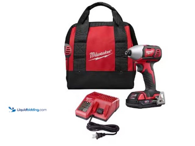 Lot 49-3612830 - Milwaukee M18 18V Impact Driver Combo Kit W/ One 1.5Ah Battery, Charger, and Tool Bag, Model # 2691-...