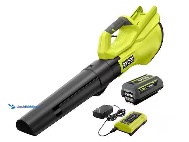 Lot 49-3482622 - RYOBI 40V 120 MPH 550 CFM Cordless Battery Leaf Blower With 4.0 Ah Battery and Charger Model # RY40L...