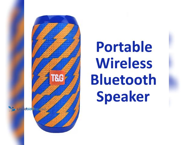 Lot 49-3481492 - T&amp;G Waterproof Portable Wireless Bluetooth Speaker Blue/Orange - NEW - Dual precision stereo dri...