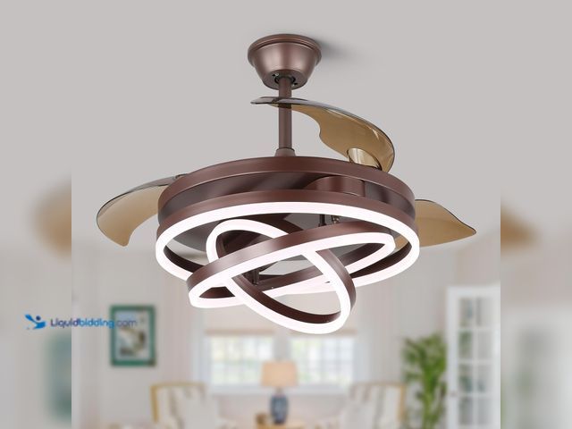 Lot 49-5422401 - 42 Inch Retractable Ceiling Fan, Fandelier Ceiling Fan with Light, Dimmable，Silent DC Motor, 6 Speed...