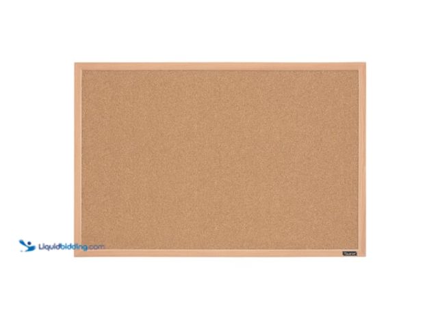 Lot 49-1555685 - Quartet 23" x 35" Cork Bulletin Board Finish Frame - Oak, Model# 50026426380354, Unused. Minor Crack...