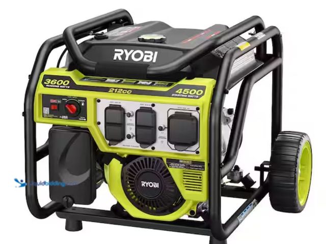 Lot 49-1631393 - RYOBI 4500/3600-Watt Recoil Start Gas Powered Portable Generator With CO Detect Shutdown For RV's, J...