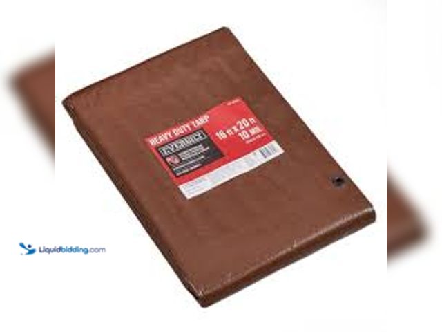 Lot 49-5458962 - Everbilt 16 ft. x 20 ft. Brown and Silver Heavy Duty Tarp. Model # PYHD1620. Unused