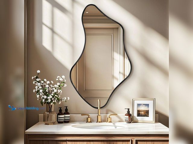 Lot 49-5487123 - Hochwertiges
20 in. W x 36 in. H Irregular Black Aluminum Alloy Framed Wall Mirror Asymmetrical Wal...