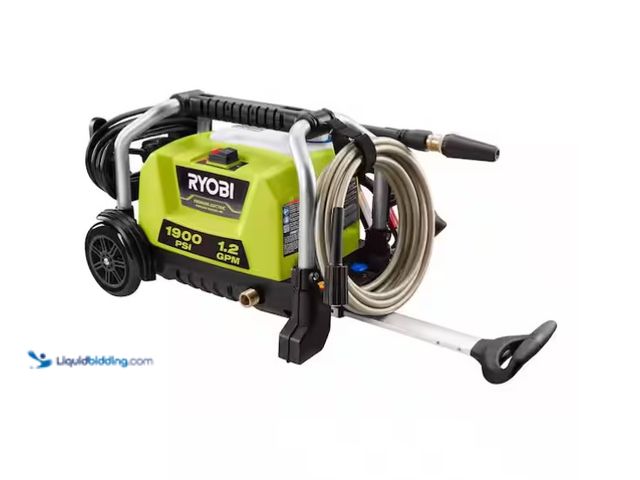 Lot 49-1575867 - RYOBI 1900 PSI 1.2 GPM Cold Water Wheeled Corded Electric Pressure Washer, Model # RY1419MT, Slightl...