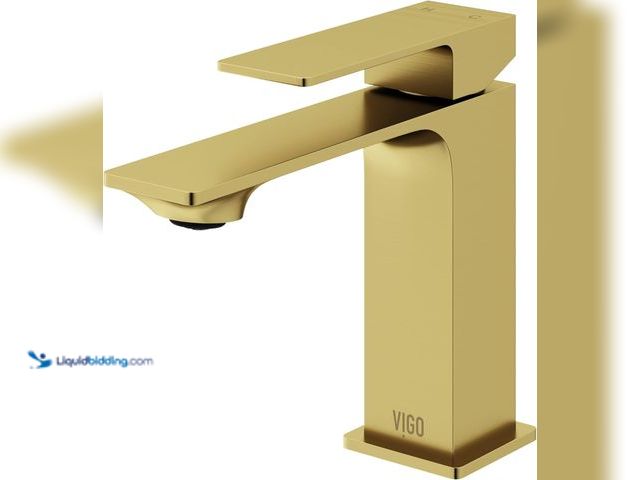 Lot 49-3536940 - VIGO Dunn 6'' H Single Handle Single-Hole Bathroom Faucet in Matte Brushed Gold- Model #VG01054MG. U...