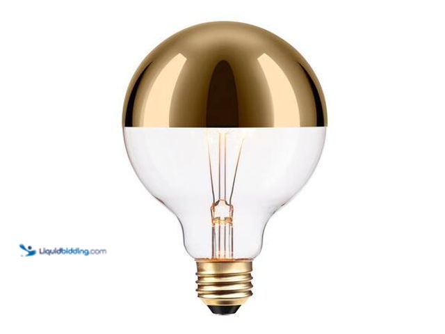Lot 49-5546478 - qty 4 - Globe Electric 40 Watt G40 Dimmable Gold Top Vintage Edison Incandescent Light Bulb, Soft Wh...