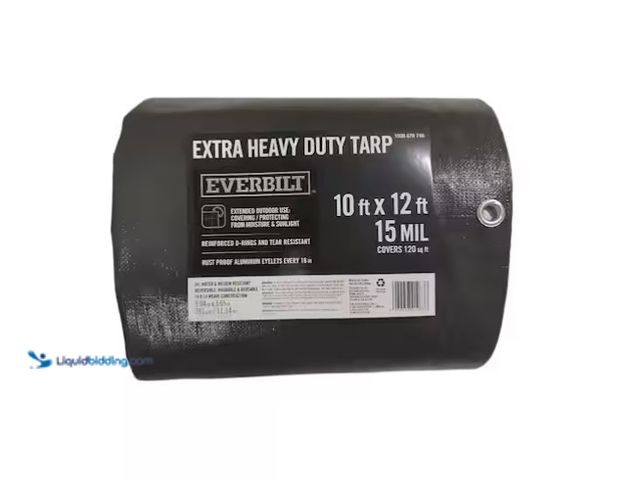 Lot 49-1575755 - Everbilt 10 ft. x 12 ft. Gray and Black Extra Heavy Duty Tarp, Model # KSEHD15DR1012, Unused  Ref#AH...