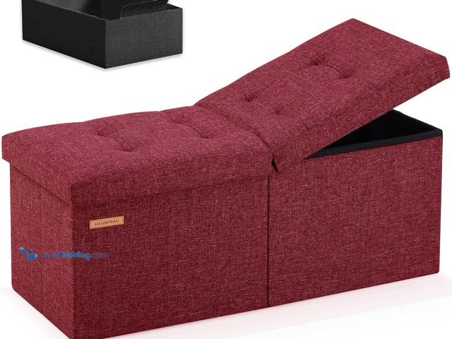 Lot 49-5476724 - HAUSFRAU 80cm Ottoman with Storage Bench, Folding Ottoman. Model #B0DWSCV7YV. Unused