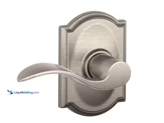 Lot 49-3470828 - Schlage Accent Satin Nickel Passage Hall/Closet Door Handle with Camelot Trim, Model # F10 V ACC 619...