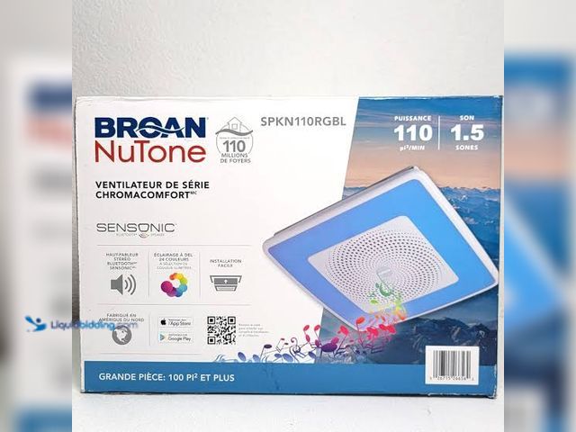 Lot 49-3616963 - Broan-NuTone Sensonic Series 110 CFM Ceiling Bathroom Exhaust Fan with Speaker and Bluetooth - Unuse...
