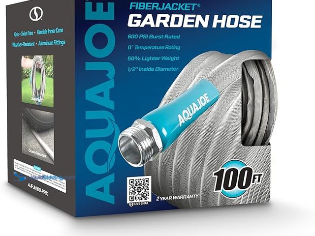 Lot 49-5412834 - Aqua Joe AJFJH100-PRX XTREME FiberJacket Kink-Resistant Garden Hose, Metal Fittings, 600 PSI Max, 1/...