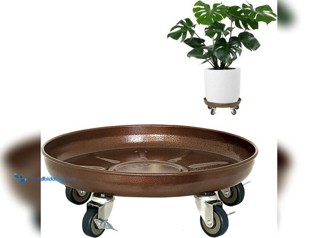 Lot 49-5463222 - Plant Saucer 12" Rolling Plant Caddy Rolling Plant Stand with Wheels – Heavy Duty Metal, Locking, St...
