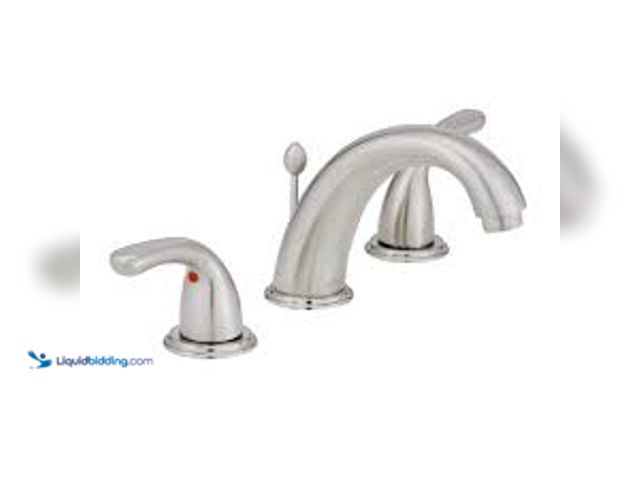 Lot 49-5459868 - Glacier Bay Builders 8 in. Widespread Double-Handle High-Arc Bathroom Faucet in Brushed Nickel. Mode...