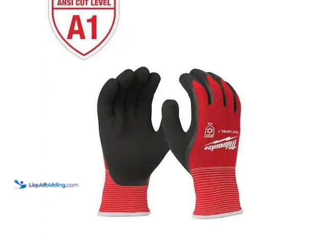 Lot 49-1579038 - Lot of (4) Milwaukee Medium Red Latex Level 1 Cut Resistant Insulated Winter Dipped Work Gloves Mode...