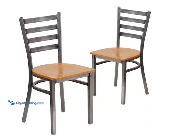 Lot 49-1566904 - Carnegy Avenue Hercules Natural Seat/Clear Coated Metal Frame Wood with Clear Coat Ladder Back Resta...