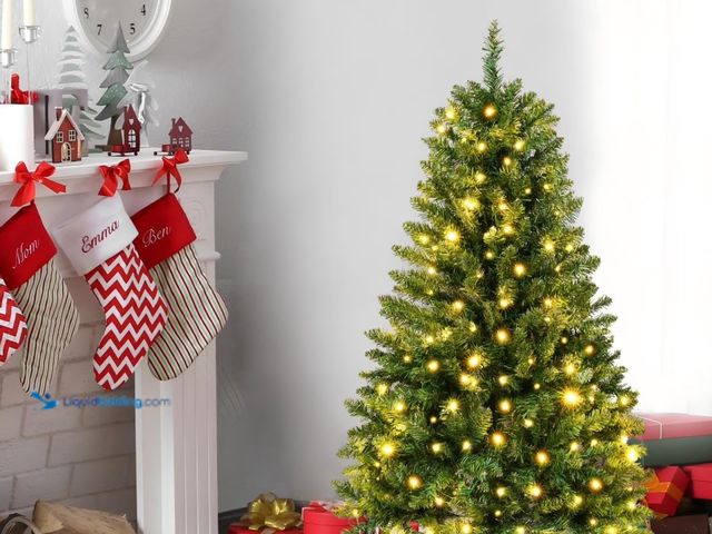 Lot 49-1547273 - Qunler Pre-Lit Christmas Tree, 4ft Artificial Green Christmas Tree with 150 Warm White & Multicolor ...
