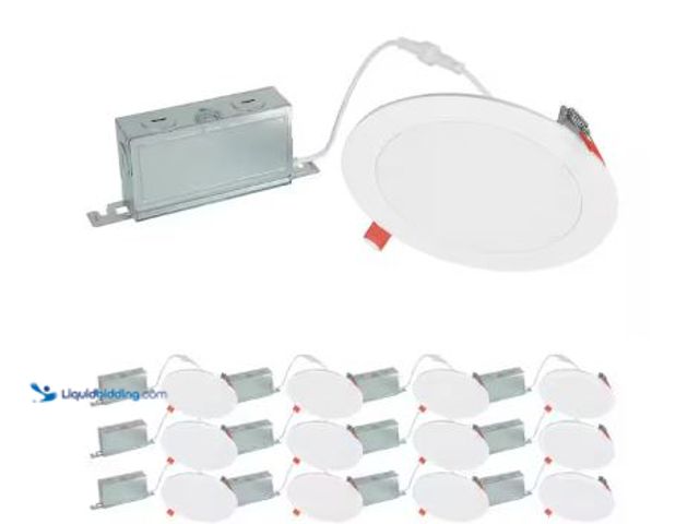 Lot 49-5436240 - HALO HLBSL 6 in. Can Less Integrated LED, 900 Lumens, 5CCT, White (12-Pack). Model # HLBSL609FS5-12P...