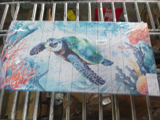 Lot 49-1518331 - 16in x 31.5in Abstract Turtle Floating Underwater Canvas Wall Art, Unused  Ref#MTMED0624