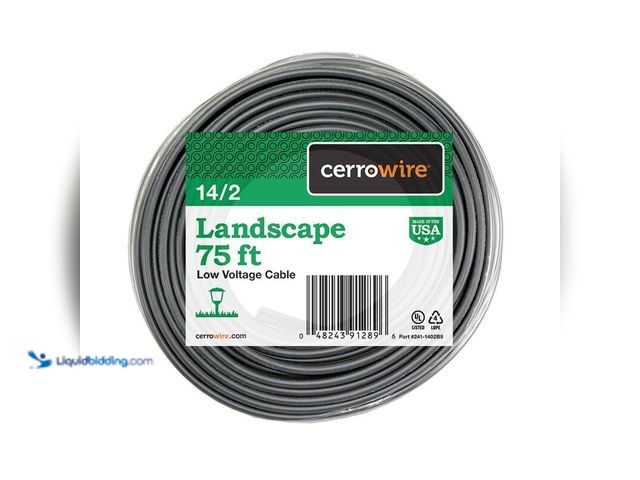 Lot 49-5406738 - Cerrowire 75 ft. 14/2 Black Stranded Low-Voltage Landscape Lighting Wire, Model # 241-1402B9, Unused...