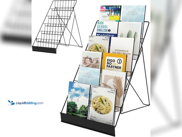 Lot 49-5410758 - 6 Tier Wire Countertop Racks,18" Wide Metal Book Display Rack Magazine Rack with Sign Channel,Foldab...