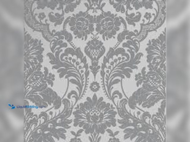 Lot 49-3536959 - Gothic Damask Flock Grey and Silver Paste the Wall Wallpaper. Model #5011583360820. New