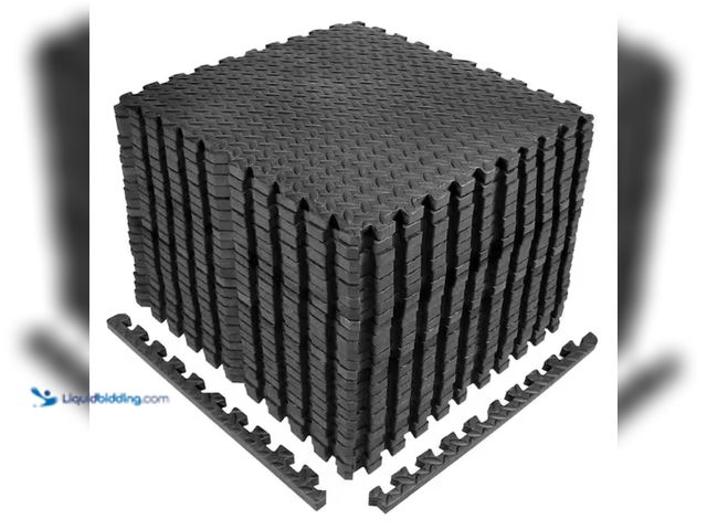 Lot 49-2000067 - Approx. (96) sq. ft. of Puzzle Exercise Mat Black 24 in. x 24 in. x 0.5 in. EVA Foam Interlocking Ti...
