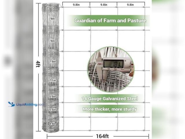 Lot 49-3432659 - Cattle Farm Fence 4x164ft, Galvanized Wire Fencing 14GA Heavy Zinc Coating Wire Fencing, for Goat De...