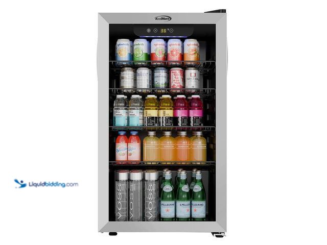 Lot 49-5512469 - Koolmore 18 in. 3.3 cu. ft. Glass-door Mini Refrigerator for Beverages with Touch Panel in Stainless...