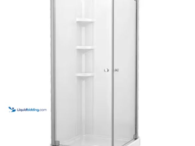 Lot 49-1547909 - Delta Foundations 32 in. L x 32 in. W x 74 in. H Center Corner Shower Stall/Kit in High Gloss White,...