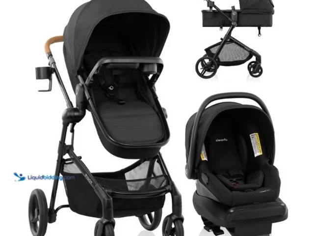 Lot 49-3558342 - Evenflo Pivot Modular Travel System with LiteMax NXT Infant Car Seat - Ebony Black. Date Of Manufact...