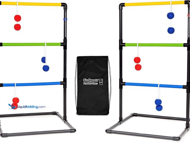 Lot 49-5408680 - GoSports Ladder Toss Indoor & Outdoor Game Set with 6 Soft Rubber Bolo Balls and Travel Carrying Cas...