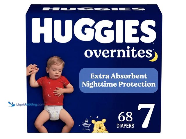 Lot 49-1627191 - Huggies Overnites Nighttime Protection Diapers -Size 7 - 68ct Model #94793973, Unused  Ref#WM0713