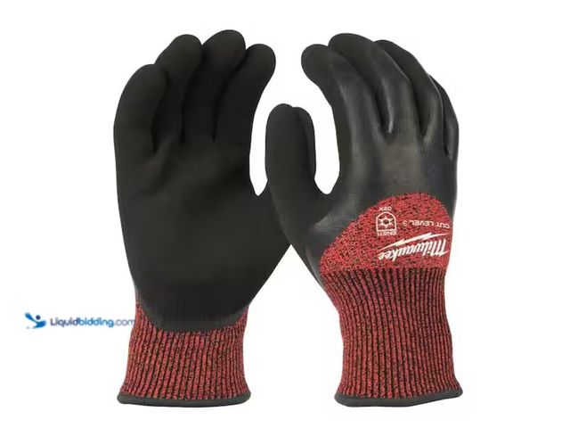Lot 49-1575919 - Lot of (4) Milwaukee Large Red Latex Level 3 Cut Resistant Insulated Winter Dipped Work Gloves, Mode...