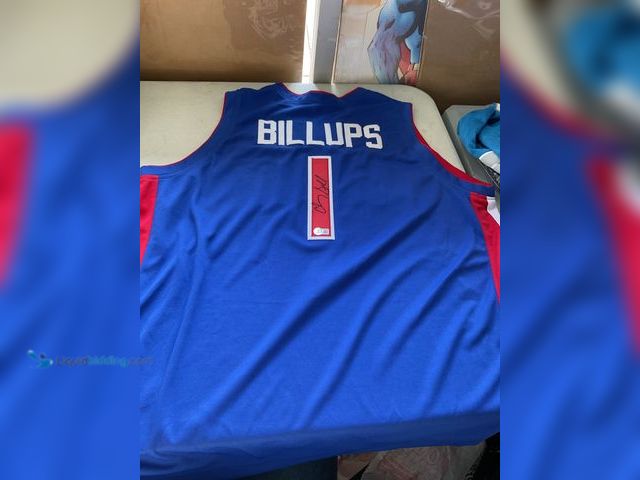 Lot 49-1830621 - COLLECTIBLE DETROIT PISTONS LEGEND CHAUNCEY BILLUPS AUTOGRAPHED STITCHED JERSEY WITH BECKETT WITNESS...