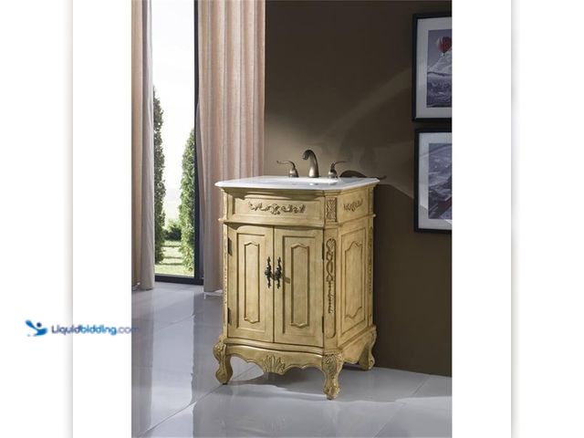 Lot 49-1525152 - Elegant Kitchen and Bath 24 inch Single Bathroom vanity in Antique Beige Model #2057656034, Unused  ...